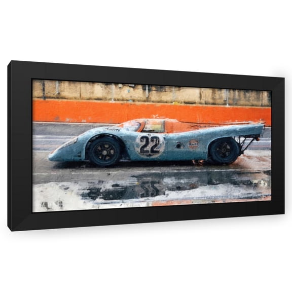 Stephen Chambers 24x15 Black Modern Wood Framed Wall Art Titled - Porsche 917 Gulf 1