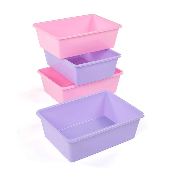 Tot Tutors XL081 Grands Bacs de Rangement en Plastique, Rose Violet (Ensemble de 4)