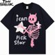 thumbnail image 1 of Men Streetwear Tshirt Devil Horn Skull Skeleton Stars Funny Graphic T-Shirt Cotton 2023 Harajuku T Shirt Summer Hip Hop Tops Tee, 1 of 2