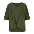 thumbnail image 3 of CHOK Nouvelles Arrivées Chemises pour Femmes Col en V Manches Longues Tunique Ample en Coton et Lin Blouse d'Été, 3 of 7