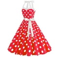thumbnail image 5 of Elainilye Fashion Dresses for Women 2024 Casual Court Contrast High Collar Polka Dotted Large Dress Formal Dress,Red, 5 of 6
