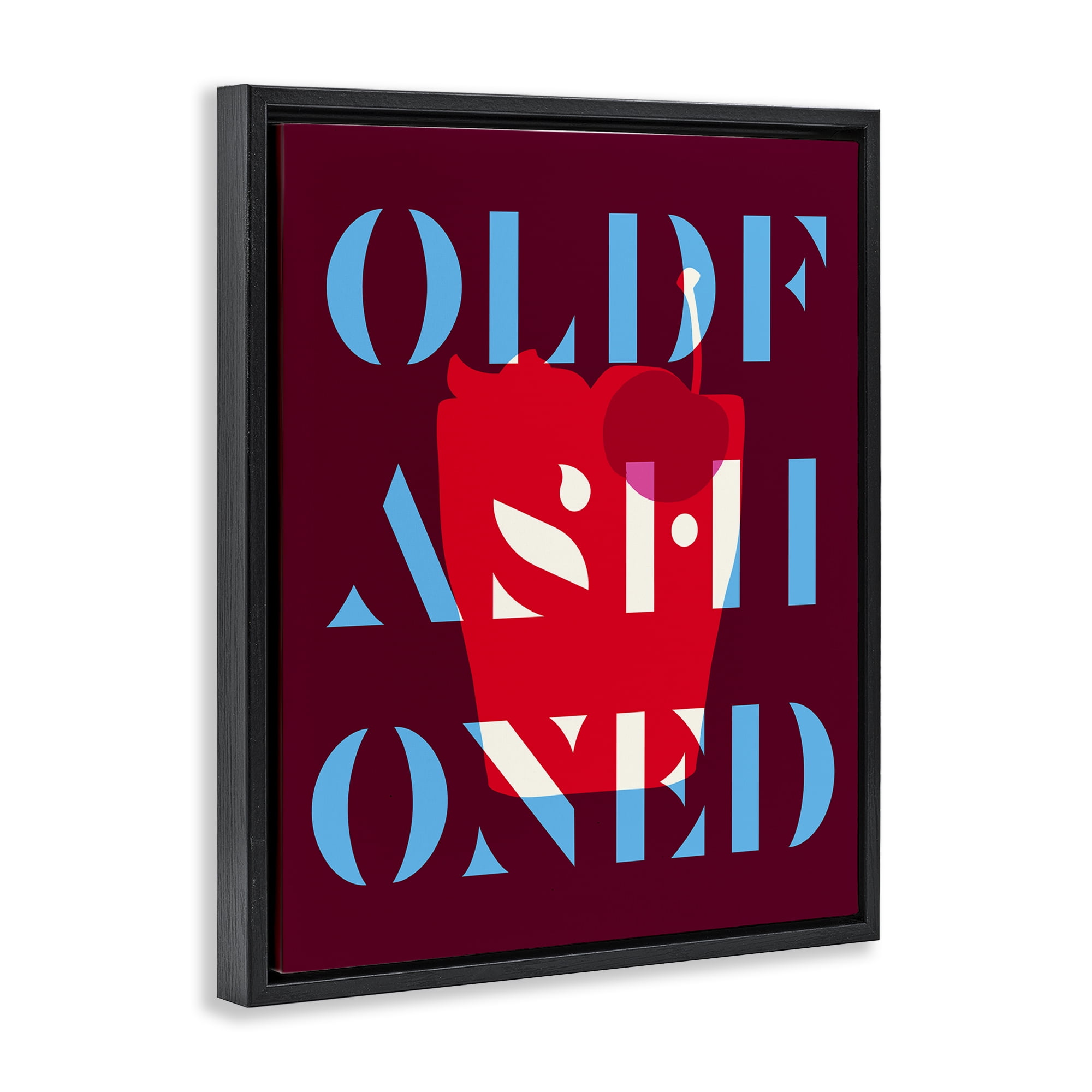 Stupell Industries Modern Old Fashioned Food & Beverage Painting Black Floater Framed Canvas Art Print Wall Art, 17 x 21