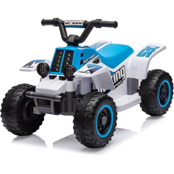 6V Electric Ride-On ATV Quad, 4-Wheel Low-Speed Vehicle with LED Lights, Music, Rechargeable Battery, 1-2 Hour Playtime, 55 lbs