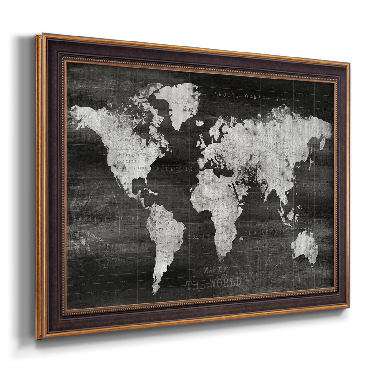 Industrial World Map Premium Framed Canvas- Ready to Hang