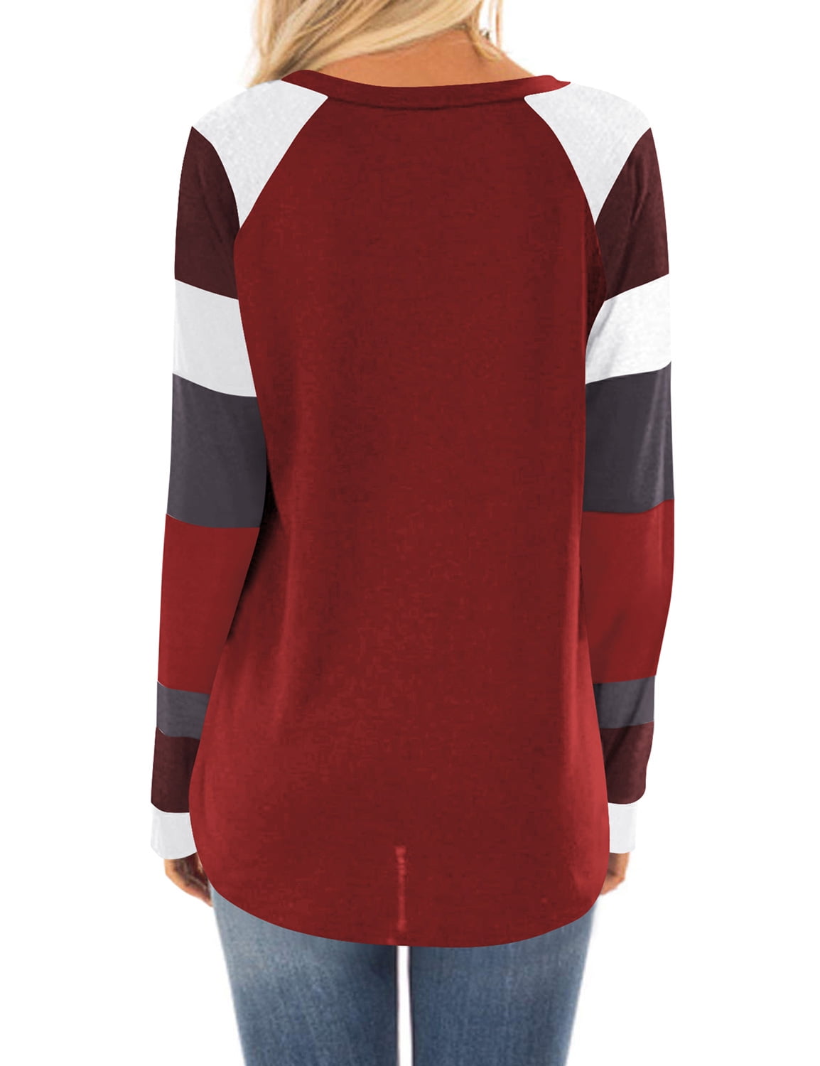 ZXSXSY Women Raglan Long Sleeve Crew Neck Scoop Hem