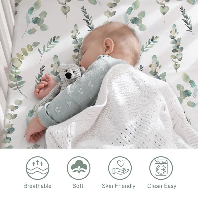 Bimocosy Crib Sheets Fitted 4 Pack for Baby Boys & Girls, Soft Microfiber Toddler Bed Sheets for Standard Crib & Toddler Mattresses 52'’ x 28'' (Safari)