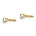 thumbnail image 2 of Boucles d'Oreilles Clous en Or Jaune 14k Pierre de Naissance d'Avril Simulée 3 mm Pierre Précieuse, 2 of 7