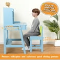 thumbnail image 3 of CASEMIOL Kids Desk with Chair, Study Desk and Chair Set with 3 Adjustment Heights, Kids Writing Table with Large Storage Space, Computer Desk with Cord Holes for Kids Boys Girls Small Space, Blue, 3 of 9