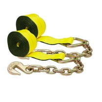 (2 Pack) 4 in. x 30 ft. Winch Strap with Chain Anchor