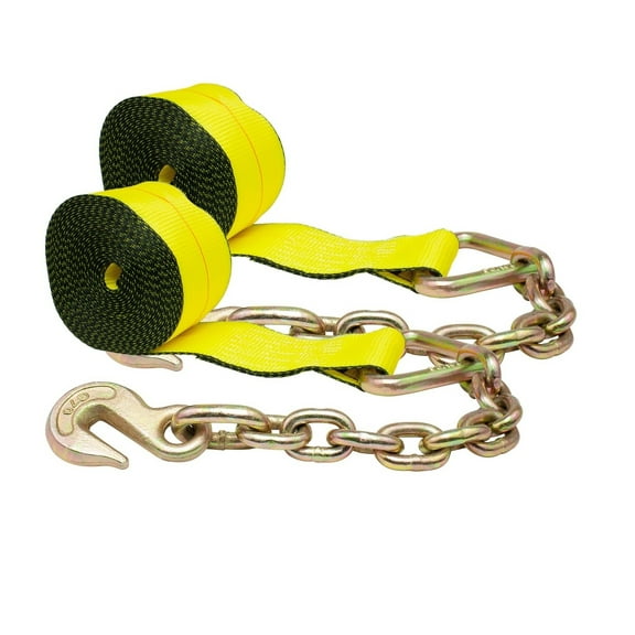 (2 Pack) 4 in. x 30 ft. Winch Strap with Chain Anchor