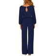 thumbnail image 3 of Dokotoo Women's Wide Leg Jumpsuits Long Lantern Sleeve Crew Neck Rompers Casual Back Keyhole Playsuit with Belt S-XXL, 3 of 4