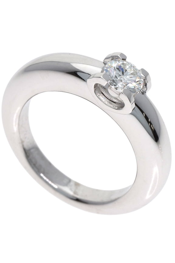 Pre-Owned Cartier C de Solitaire #48 Ring, 18K White Gold, Women's, CARTIER