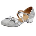 thumbnail image 2 of HAOTAGS Children's Latin Tango Shoes, Dance Practice Lightweight Princess Leather Shoes Silver 29, 2 of 6
