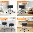 thumbnail image 5 of Vanity Chair with Wheels: Adjustable Vanity Stool with Storage, Swivel, Black, 5 of 14