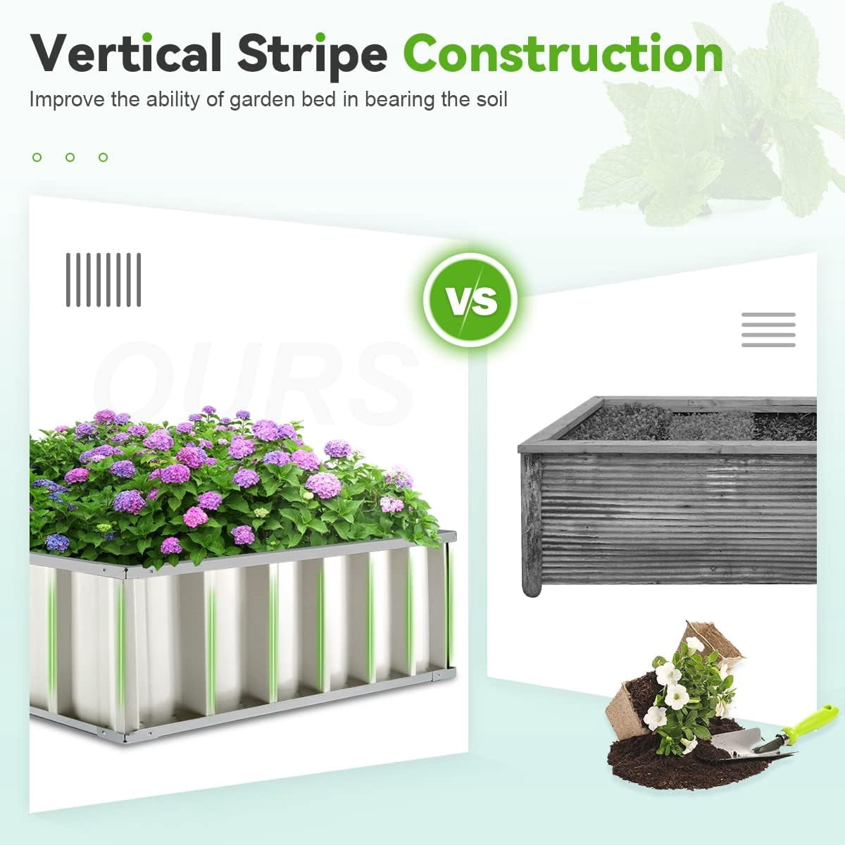 KING BIRD Raised Garden Bed 68''x36''x12'' x2 Packs, Galvanized Steel Metal Outdoor Planter Kit Box for Vegetables, Flowers, Fruits, Herbs, with 16pcs T-Type Tags & 2 Pairs of Gloves, Ivory