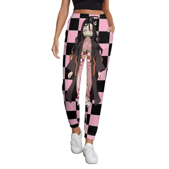 Kamado Nezuko Women's Jogger Track Pants Print Drawstring Lounge Sweatpants Casual Trousers for Yoga, Workout S