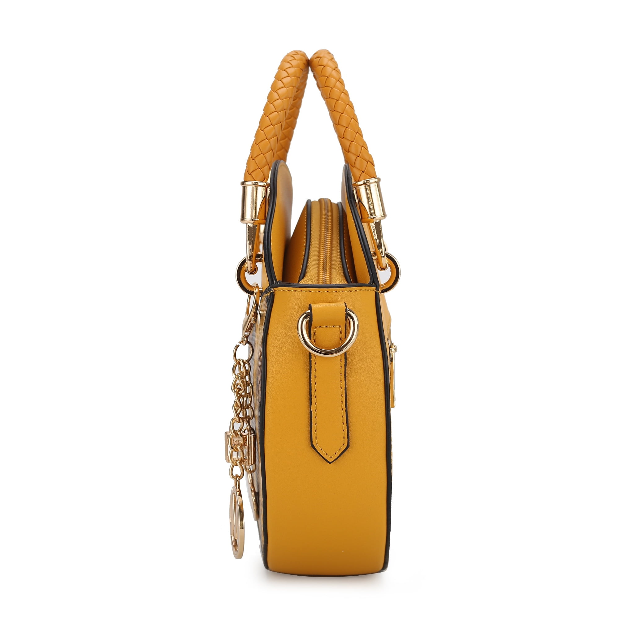 MKF Collection Camille Women's Crossbody Bag, Snakeskin Vegan Leather Round Shoulder bag by Mia K - Cognac