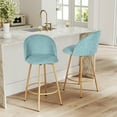 thumbnail image 3 of Homycasa Upholstered Bar Stools Set of 2 Oak Finish Metal Legs, 3 of 6