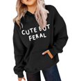 thumbnail image 2 of LUOGENLI Hoodies Girls Sweatshirts Size 7-8 Checkered Children's Fashion Hooded Pullover Casual Winter Letters English Print Pocket Decoration Children's Clothing Sweatshirt Black 6-8 Years, 2 of 3