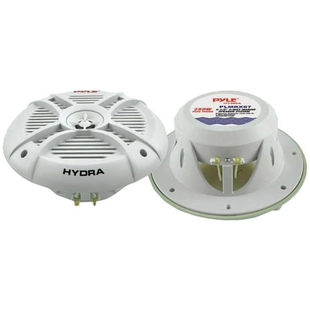 Pyle PLMRX67 6.5  250W 2 Way Marine/Boat Speakers Water Resistant - White