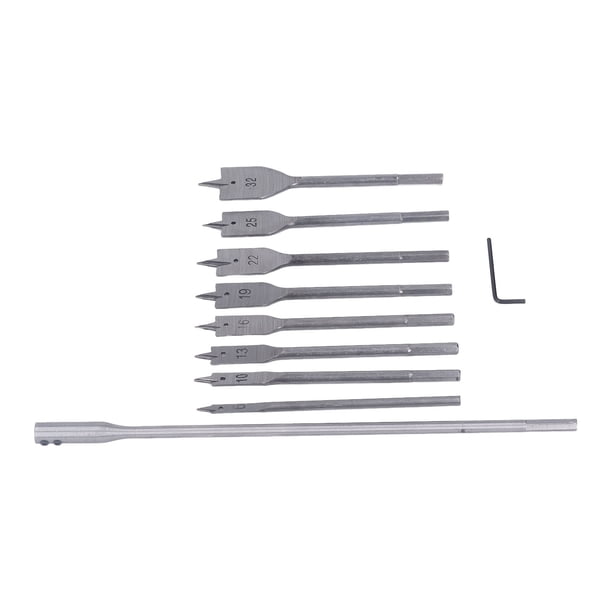Juego De Brocas Para Madera, Brocas Planas De Paleta, Vástago De 1/4 Pulg., Acero Con Alto Contenido De Carbono, 8 Tamaños, 10 Piezas Para Carpintería