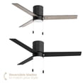 thumbnail image 3 of Heritage 52in 3-Blade Pull Chain Flush Mount Fan 2700K-3000K-4000K-5000K-6000K CCT Selectable LED Light Kit with Black Hardware with Reversible Blades in Weathered Wood or Black, 3 of 10