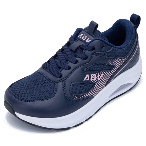 B BESUNEW Women's Plantar Fasciitis Orthotic Shoes Wide Toe Box Arch Support Walking Sneakers Roseblue US 8.5