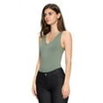 thumbnail image 2 of Women's V-Neck Basic Tank Top Bodysuit, Smoky Olive, One Size, 1pc., 2 of 4