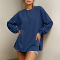 thumbnail image 6 of MYAOYINo Boundaries Cozy Oversized Long Sleeve Tee Women's Side Split Crew Neck Tunic Sweatshirt, 6 of 9