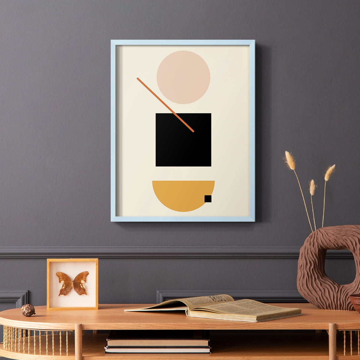 Simple Shape in Blue Solid Wood 11 x 14 Framed Print