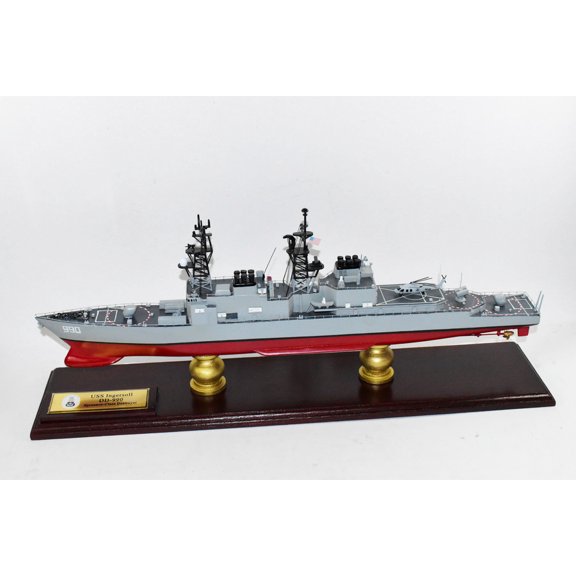 USS Ingersoll DD-990 Spruance Class Destroyer Model,Navy,Scale Model,Mahogany