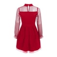 thumbnail image 4 of Gvdentm Girls Contrast Mesh Long Sleeve High Waist A Line Easter Dress Size 5-16 Years(Red,13-14 Years), 4 of 4