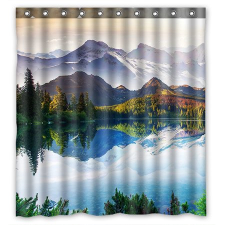 - YKCG Mountain Lake Fantastic Sunny Day Shower Curtain Waterproof Fabric Bathroom Shower Curtain 66x72 inches