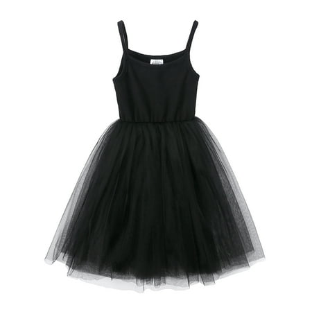 

Toddler Girls Suspender Mesh Skirt Solid Color Princess Skirt Summer Off-the-Shoulder Girl s Dress 2-8Y