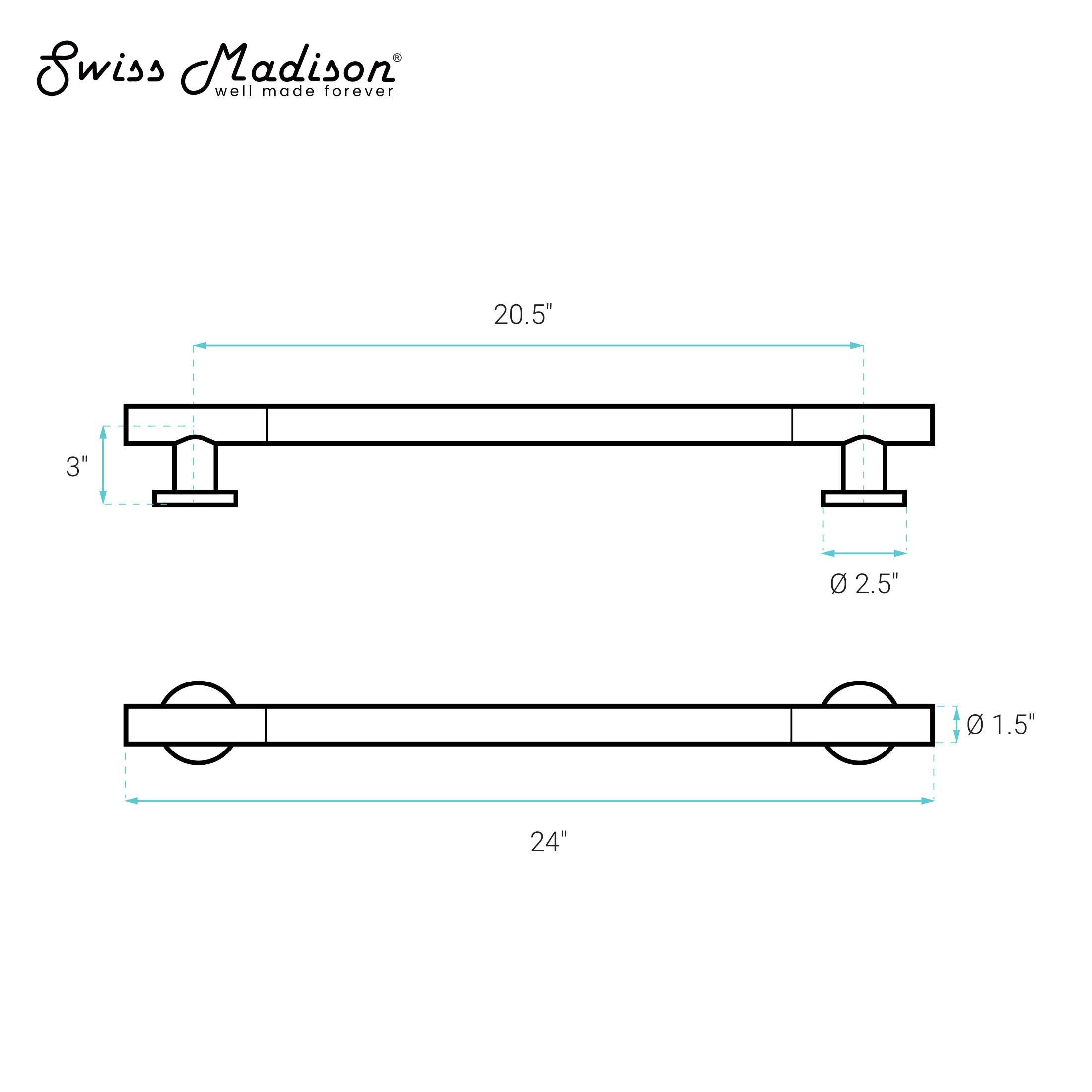 Auvergne 24" Grab Bar in Matte White