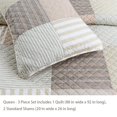 thumbnail image 2 of Comforter Set Queen Size  3-Piece Coverlet Set for Night Sleep  Bedding Quilt with Green Yellow Blue Plaid Striped Real Patchwork, 2 of 4