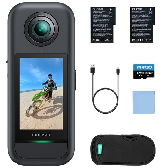 Cámara de acción AKASO 360 5.7K 48MP Resistente a la intemperie 256GB