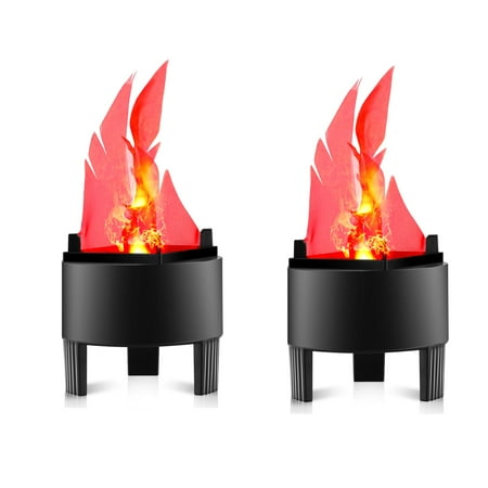Fake Fire Cauldron (2 Pack)Portable Electronic LED Fake Fire Flame Simulated Flame Effect Light With no Heat Base Support Great for Night Clubs, Mobile DJs, Stage Productions, Schools,Back Yard, Parties ()