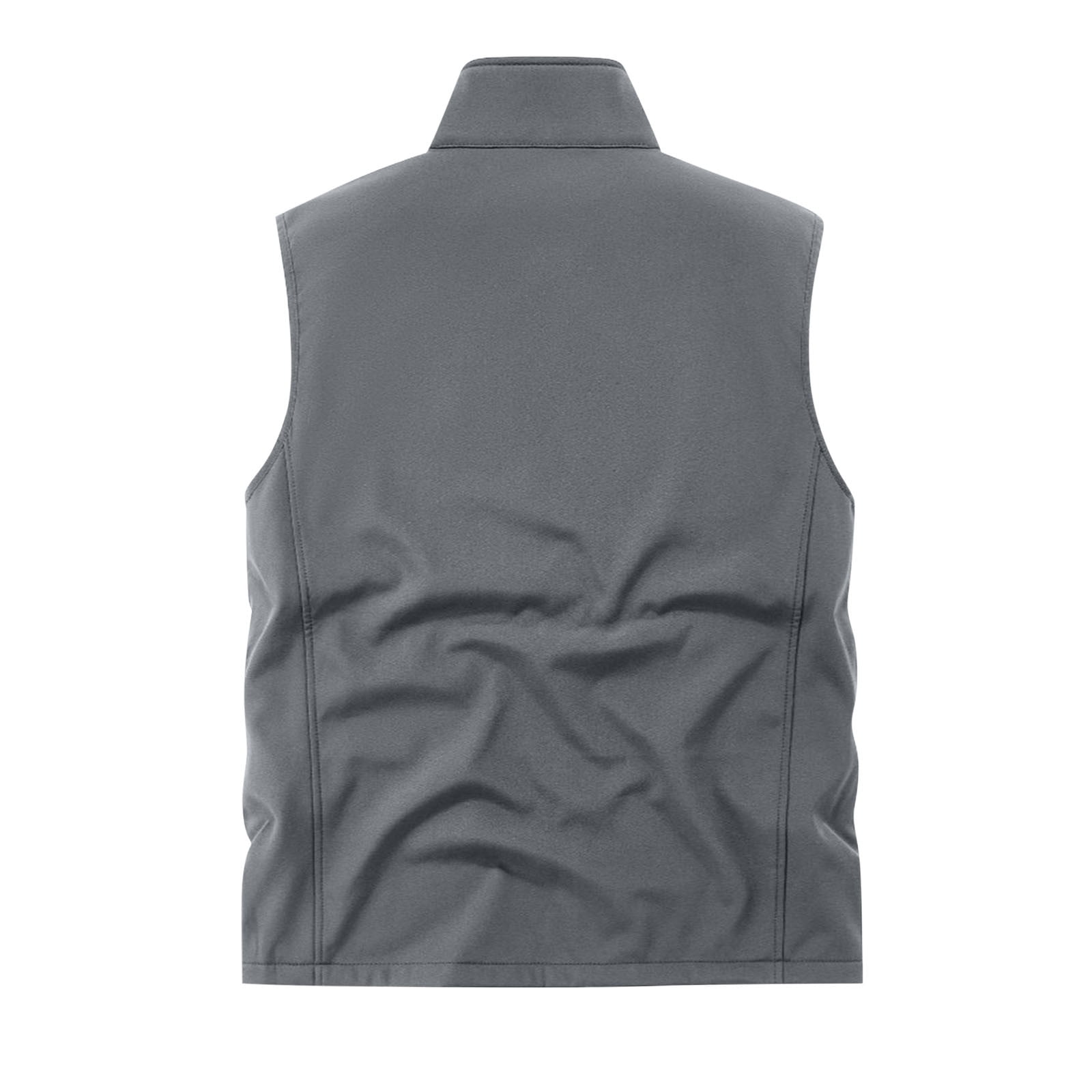 RYDCOT Men's Lightweight Softshell Golf Running Vest Outerwear Zip up Fleece Lined Windproof Sleeveless Jacket with Zip Pockets for Hiking Gray