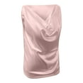thumbnail image 5 of Ladies Tops and Blouses Silk Satin Tank Top Cowl Neck Sleeveless Camisole Basic Loose Shirt Pink Casual Summer Tops S, 5 of 5