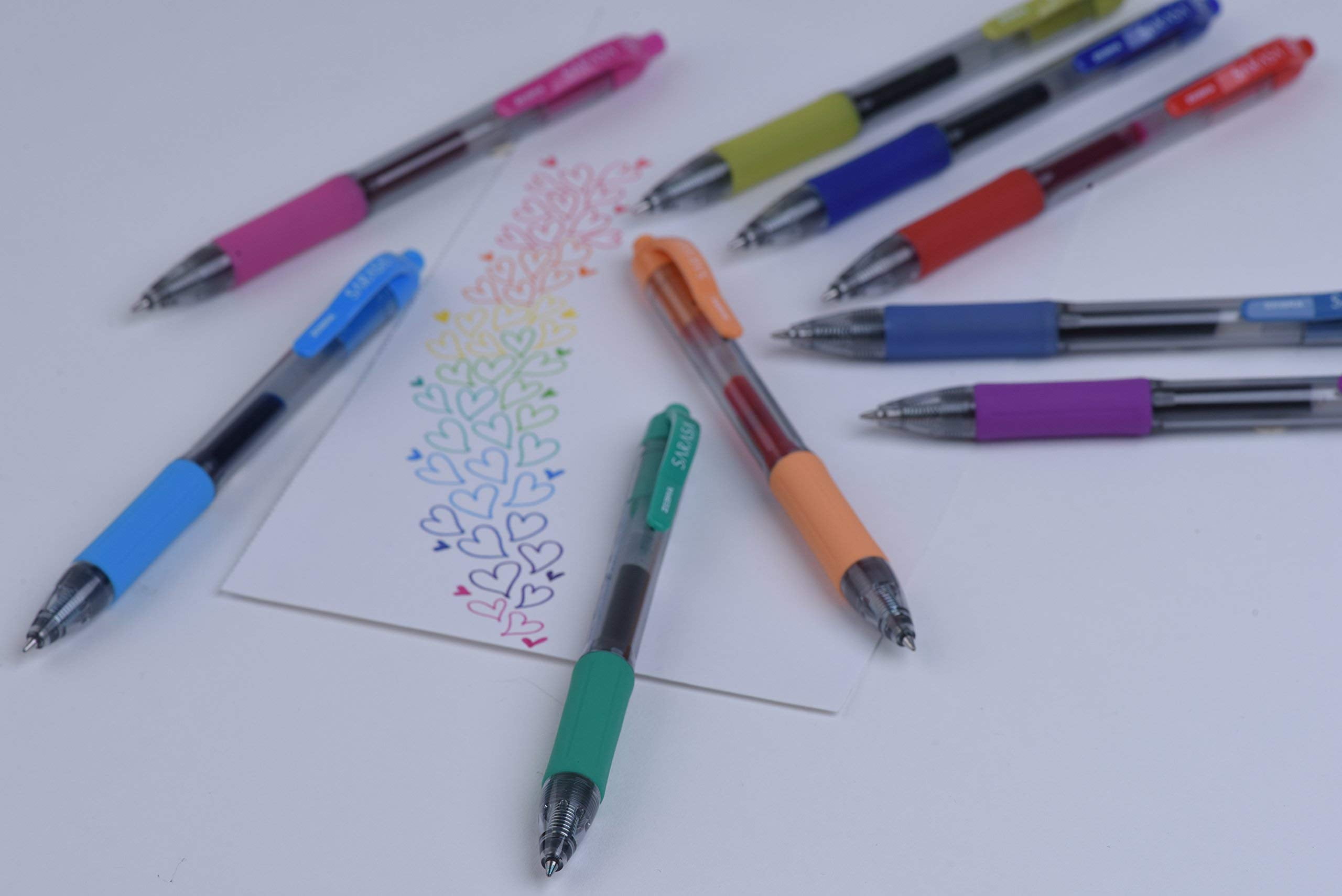 Zebra Sarasa Retractable Gel Ink Pens, Medium Point 0.7mm, Black, Rapid Dry Ink, 12-Count (Renewed)