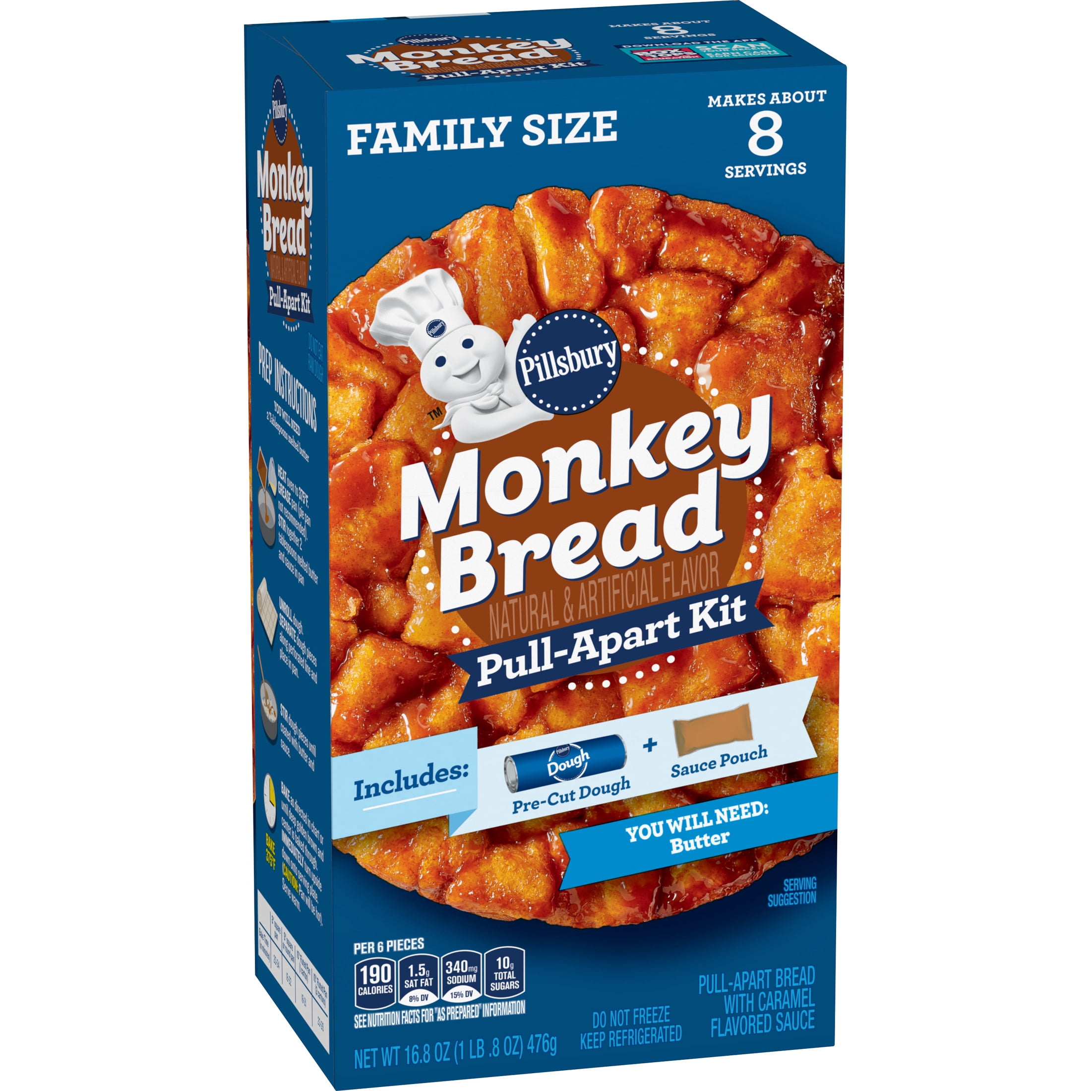 Pillsbury Pull-Apart Kit, Monkey Bread Dough and Sauce, Family Size, 16.8 oz