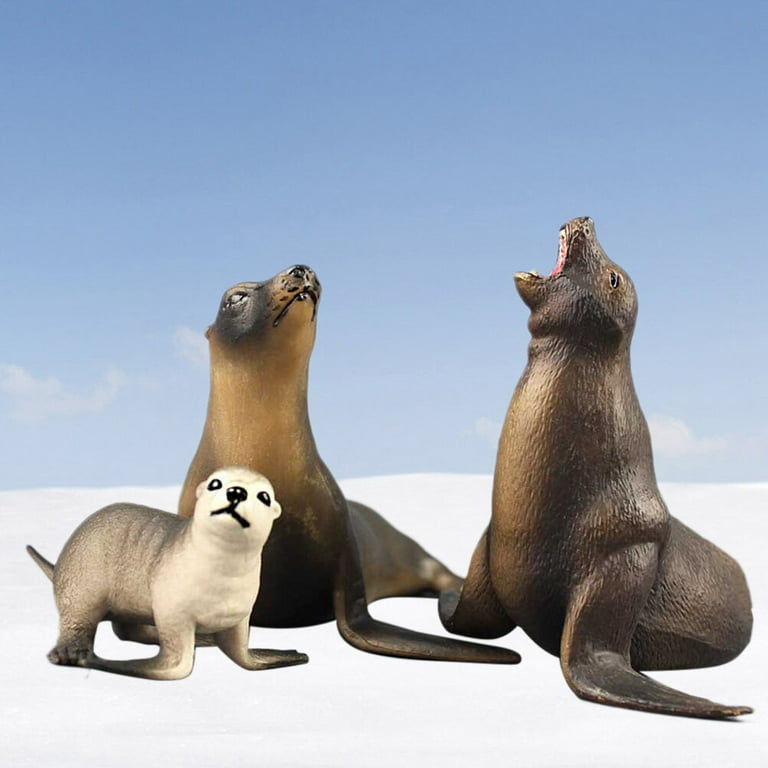 3pcs Sea Lion Model Sea Lion Toy Marine Organism Model Childrens