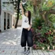 thumbnail image 2 of Pantalones cortos vaqueros holgados estilo Y2k para mujer, color negro, con pierna ancha, cintura alta, lavado oscuro, hasta la rodilla, informales, 2 of 6