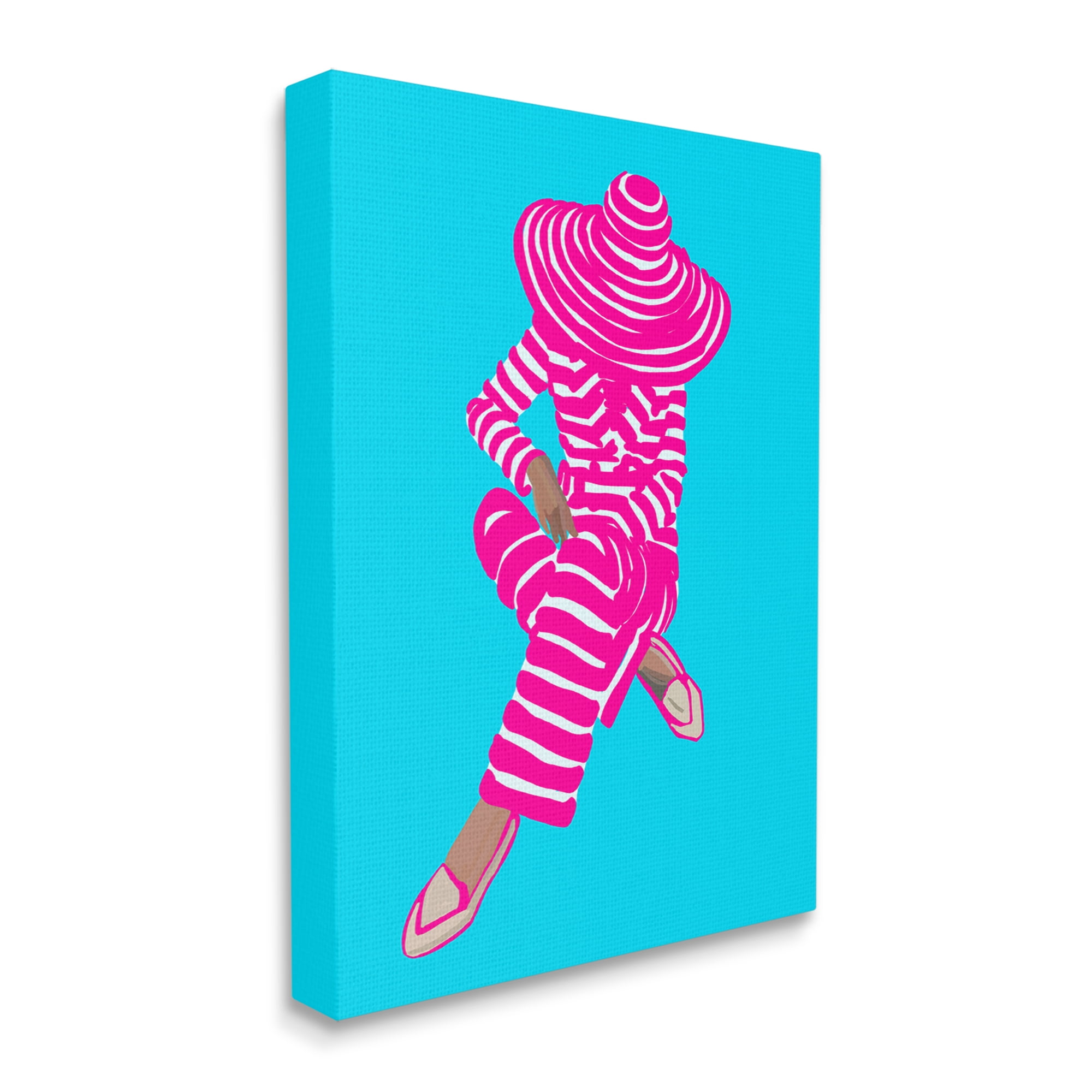 Stupell Industries Stripe Pattern Pop Style Fashion Woman Sitting Graphic Art Gallery Wrapped Canvas Print Wall Art, Design by Amelia Noyes
