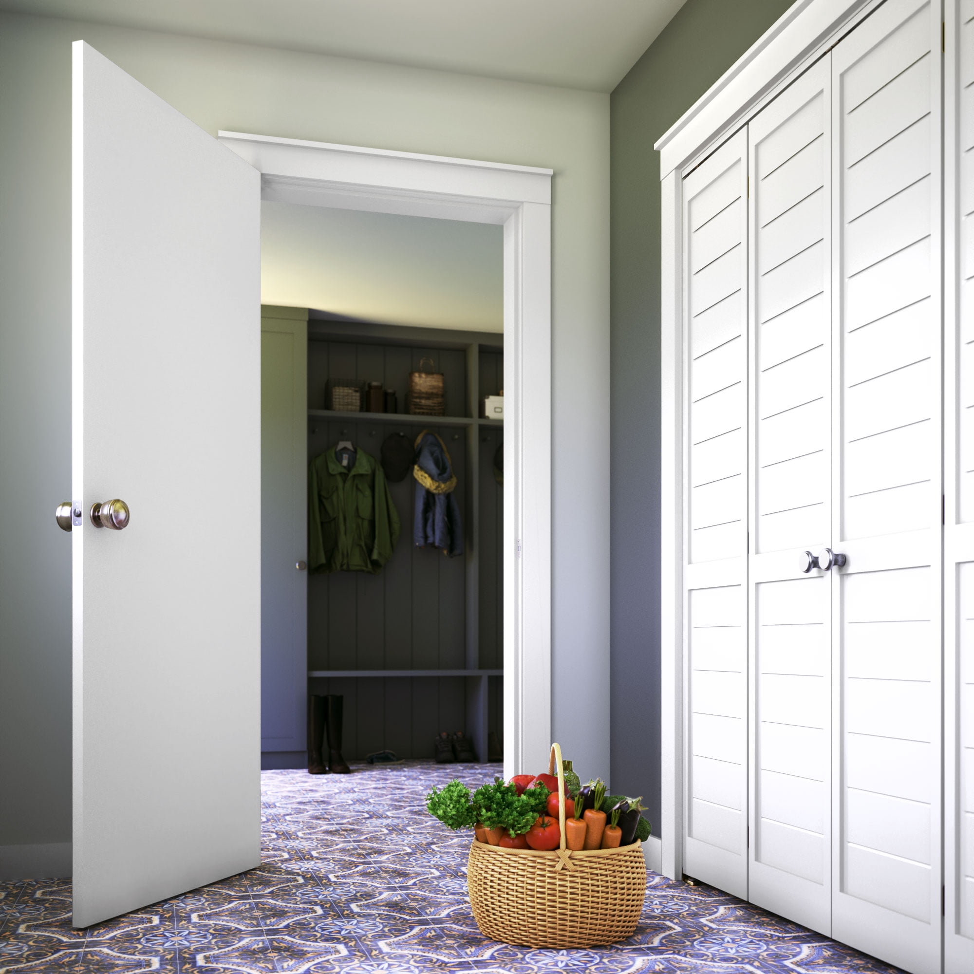 EightDoors 80" x 24" x 1-3/8" Semi-Solid White Primed Core Flush Wood MDF Interior Slab Door (Washington)