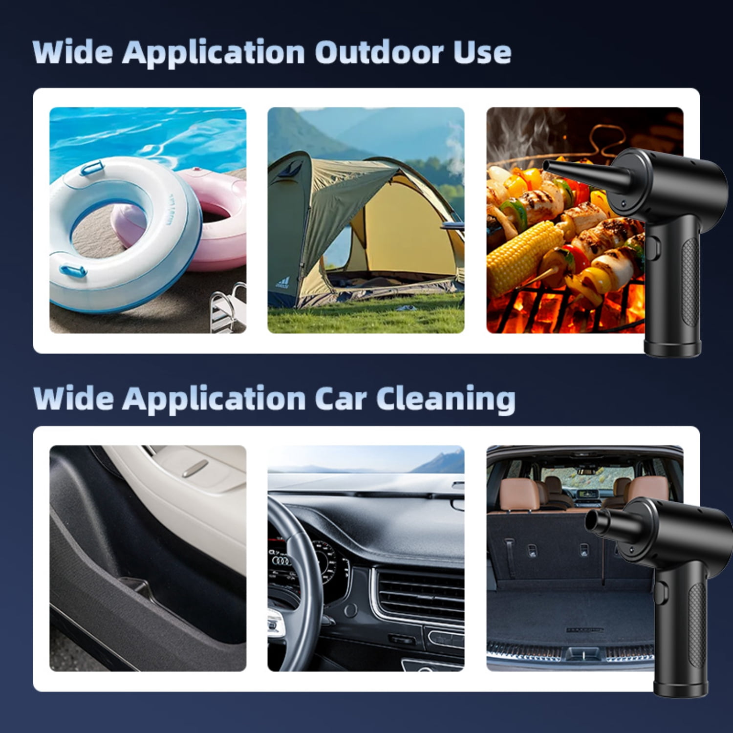 Electric Air Duster with LED Light Rechargeable Cordless Blower for Keyboard, Outdoor, House and Car