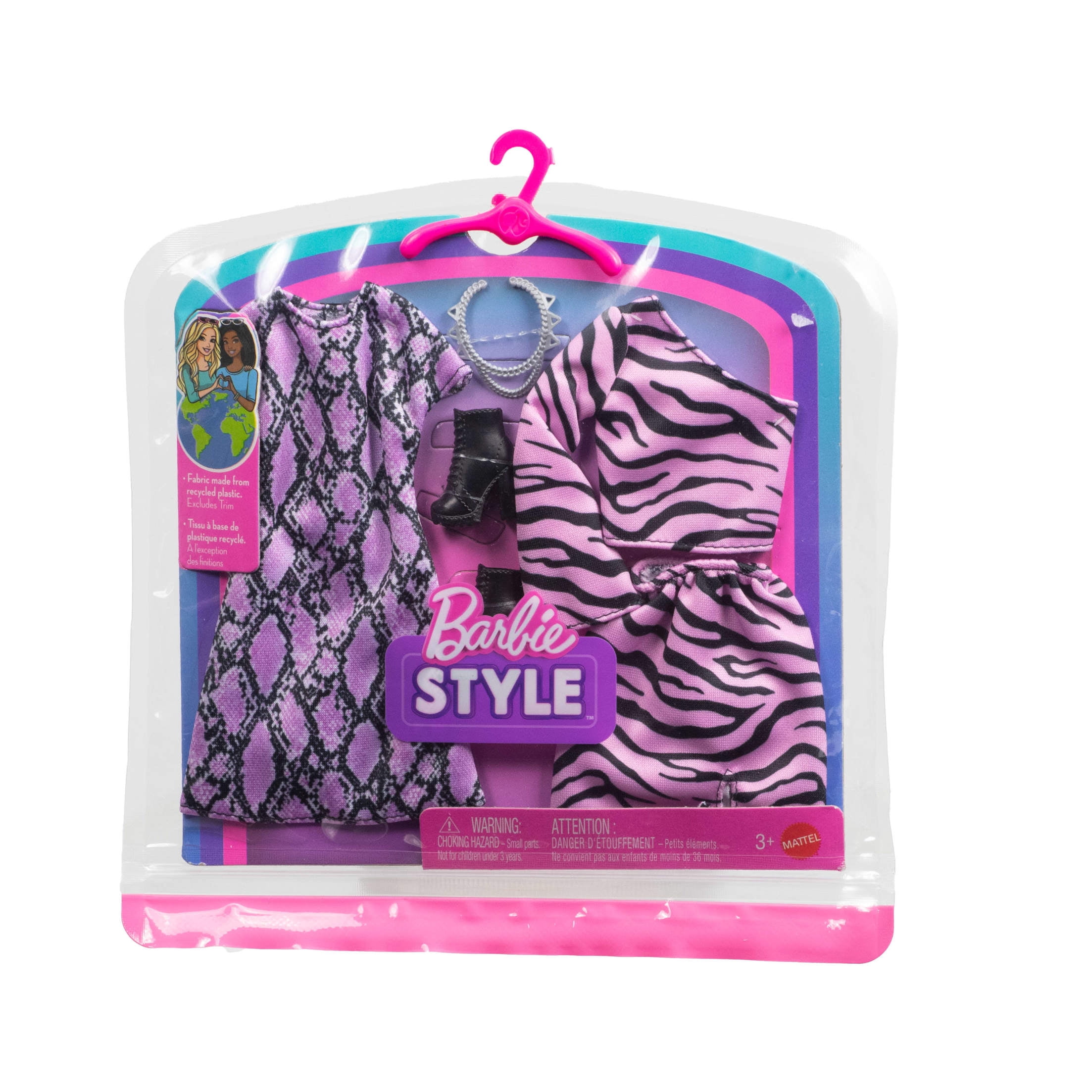 Barbie Clothes, Fashion and Accessory 2-Packs for Barbie Dolls, 2 Outfits with Styling Pieces
