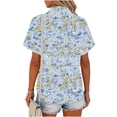 thumbnail image 4 of Generic Womens Linen Button Down Shirts Short Sleeve Casual Blouses V Neck Outfits Summer Spring Clothes 2026, 4 of 5