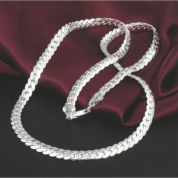 925 silver 20inch necklace 5MM flat chain fashion women's men's fashion jewelry